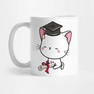 Funny White cat is graduating Mug